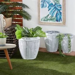 Cheapest ⌛ White Distressed Metal Farmhouse Planter Set by Ivory and Iris 🤩 -Cheap Ivory and Iris Store D369900S 7