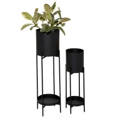 Wholesale 😉 Black Metal Modern Stand Planter Set by Ivory and Iris 🥰