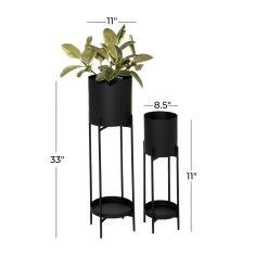 Wholesale 😉 Black Metal Modern Stand Planter Set by Ivory and Iris 🥰 -Cheap Ivory and Iris Store D369902S 5