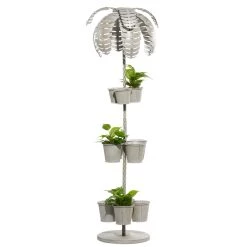 Discount 👏 55" Gray Metal Contemporary Palm Tree Planter by Ivory and Iris 🌟