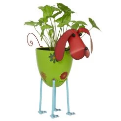 Deals ❤️ 19" Green Iron Farmhouse 🐕 Dog Planter by Ivory and Iris 🤩