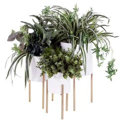 Outlet ✔️ White Metal Contemporary Planter Set by Ivory and Iris 🎁 -Cheap Ivory and Iris Store D369905S 2