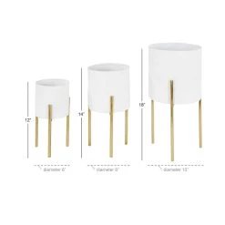 Outlet ✔️ White Metal Contemporary Planter Set by Ivory and Iris 🎁 -Cheap Ivory and Iris Store D369905S 6