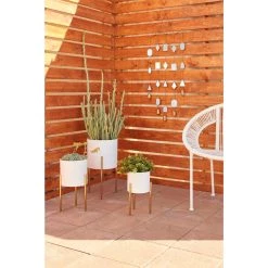 Outlet ✔️ White Metal Contemporary Planter Set by Ivory and Iris 🎁 -Cheap Ivory and Iris Store D369905S 7