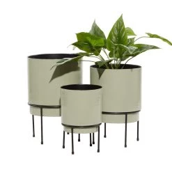 Discount 🧨 Taupe Metal Contemporary Planter Set by Ivory and Iris ⭐
