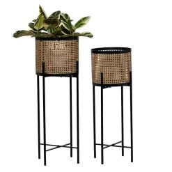 Promo 🌟 Gold Metal Glam Planter with Black Legs Set by Ivory and Iris 🤩