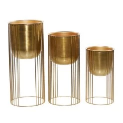 New 😉 Gold Metal Contemporary Glam Planter Set by Ivory and Iris 💯 -Cheap Ivory and Iris Store D369919S 7