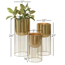 New 😉 Gold Metal Contemporary Glam Planter Set by Ivory and Iris 💯 -Cheap Ivory and Iris Store D369919S 8