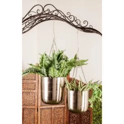 Top 10 ⌛ Silver Metal Glam Hanging Planter Set by Ivory and Iris 🔔 -Cheap Ivory and Iris Store D369923S 5