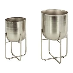 Wholesale 🥰 Silver Metal Contemporary Rounded Planter Set by Ivory and Iris 🎉