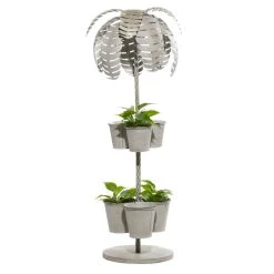 Promo ✔️ Gray Metal Contemporary 6-Pot Planter by Ivory and Iris ✨