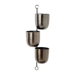 Best deal 𧨠25" Dark Silver Metal Contemporary 3-Pot Hanging Planter by Ivory and Iris π