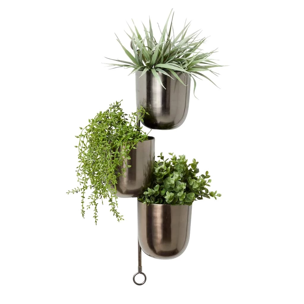 Best deal 𧨠25" Dark Silver Metal Contemporary 3-Pot Hanging Planter by Ivory and Iris π 2 Best deal 𧨠25" Dark Silver Metal Contemporary 3-Pot Hanging Planter by Ivory and Iris π - Image 2