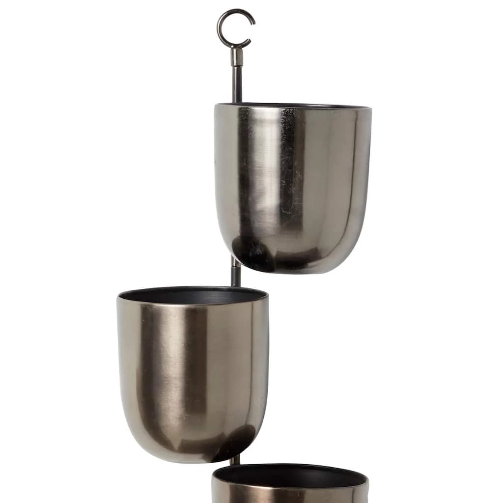 Best deal 𧨠25" Dark Silver Metal Contemporary 3-Pot Hanging Planter by Ivory and Iris π 4 Best deal 𧨠25" Dark Silver Metal Contemporary 3-Pot Hanging Planter by Ivory and Iris π - Image 4