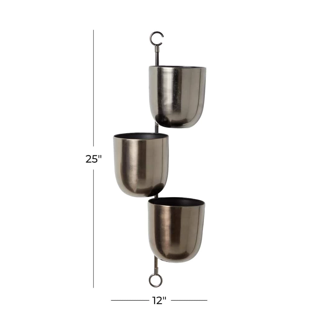 Best deal 𧨠25" Dark Silver Metal Contemporary 3-Pot Hanging Planter by Ivory and Iris π 6 Best deal 𧨠25" Dark Silver Metal Contemporary 3-Pot Hanging Planter by Ivory and Iris π - Image 6