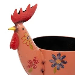 Best reviews of 👍 20" Pink Iron Eclectic Rooster Planter by Ivory and Iris 🥰 -Cheap Ivory and Iris Store D369936S 5