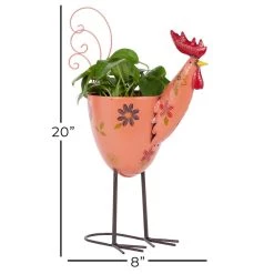 Best reviews of 👍 20" Pink Iron Eclectic Rooster Planter by Ivory and Iris 🥰 -Cheap Ivory and Iris Store D369936S 7