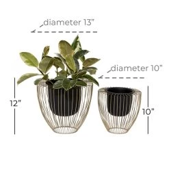 Promo 🥰 Black & Gold Metal Contemporary Planter Set by Ivory and Iris 🌟 -Cheap Ivory and Iris Store D369937S 6