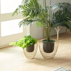 Promo 🥰 Black & Gold Metal Contemporary Planter Set by Ivory and Iris 🌟 -Cheap Ivory and Iris Store D369937S 8