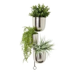 Outlet 🛒 25" Silver Metal Contemporary Wall Planter by Ivory and Iris 🥰 -Cheap Ivory and Iris Store D369941S 2