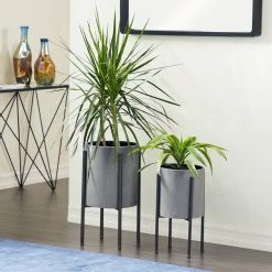 Best reviews of 🔔 Gray Metal Modern Planter Set by Ivory and Iris 🤩 -Cheap Ivory and Iris Store D369945S 6