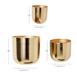 Budget ✔️ Gold Metal Contemporary Planter Set by Ivory and Iris 💯 -Cheap Ivory and Iris Store D369946S 4