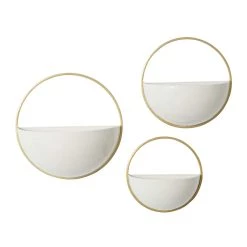 Wholesale 🔔 Gold & White Metal Contemporary Wall Planter Set by Ivory and Iris 🤩