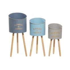 Budget ✔️ Multicolored Metal & Wood Farmhouse Planter Set by Ivory and Iris 🥰 -Cheap Ivory and Iris Store D369957S 2