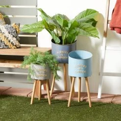 Budget ✔️ Multicolored Metal & Wood Farmhouse Planter Set by Ivory and Iris 🥰 -Cheap Ivory and Iris Store D369957S 9
