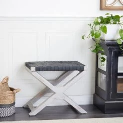 Brand new 🎁 20" Black Wood Farmhouse Stool by Ivory and Iris 🤩 -Cheap Ivory and Iris Store D370011S 7