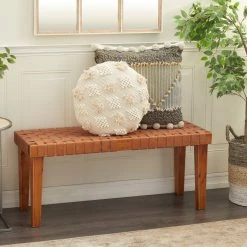 Brand new ⌛ Brown Wood Rustic Bench by Ivory and Iris 😉 -Cheap Ivory and Iris Store D370012S 9