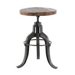 Budget ⭐ 29" Brown Iron & Wood Industrial Stool by Ivory and Iris 👏