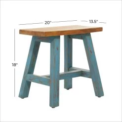 Best Sale ✔️ 18" Blue Mahogany Farmhouse Stool by Ivory and Iris ⭐ 8 Best Sale ✔️ 18" Blue Mahogany Farmhouse Stool by Ivory and Iris ⭐ -Cheap Ivory and Iris Store D370019S 4