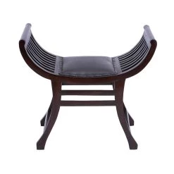 Flash Sale β Eclectic Dark Brown Wood & Leather Upturned Decorative Stool by Ivory and Iris π