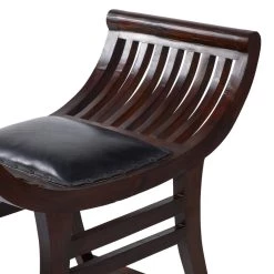 Flash Sale ⭐ Eclectic Dark Brown Wood & Leather Upturned Decorative Stool by Ivory and Iris 🌟 -Cheap Ivory and Iris Store D370041S 3