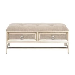 Best reviews of 🧨 Beige Linen & Metal Contemporary Bench with Storage by Ivory and Iris 🎁