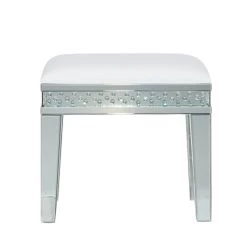 Buy 🔥 21" White Wood & Glass Glam Stool by Ivory and Iris 🎁 -Cheap Ivory and Iris Store D370053S 3