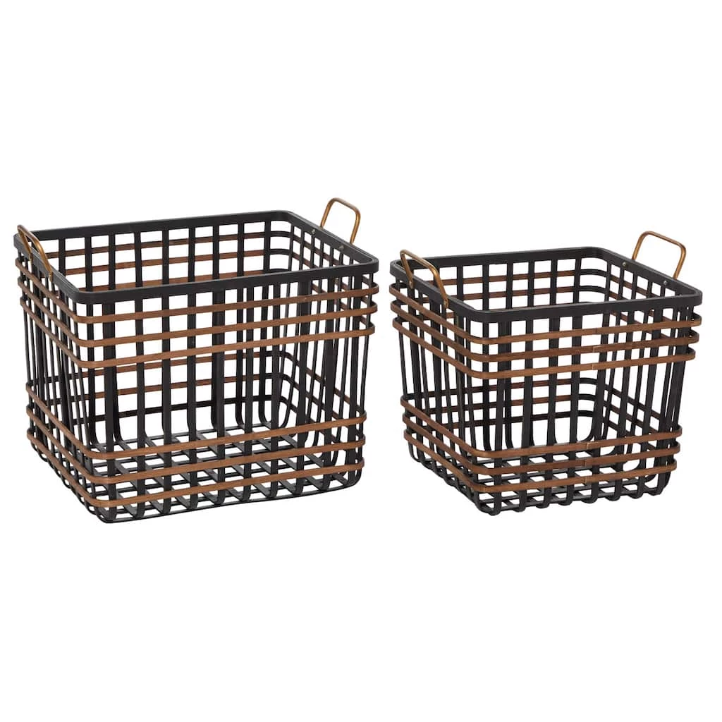 Budget π Black Seagrass Farmhouse Storage Basket Set by Ivory and Iris π 1 Budget π Black Seagrass Farmhouse Storage Basket Set by Ivory and Iris π