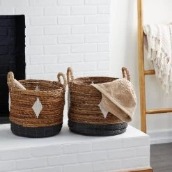 Buy ❤️ Brown Banana Leaf Natural Storage Basket Set by Ivory and Iris 😍 -Cheap Ivory and Iris Store D370056S 7