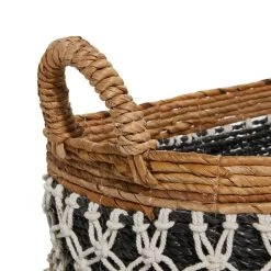 Discount 🛒 Black Cotton Bohemian Storage Basket Set by Ivory and Iris 👏 -Cheap Ivory and Iris Store D370064S 4