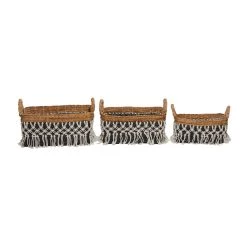 Discount 🛒 Black Cotton Bohemian Storage Basket Set by Ivory and Iris 👏 -Cheap Ivory and Iris Store D370064S 5