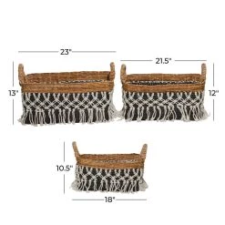 Discount 🛒 Black Cotton Bohemian Storage Basket Set by Ivory and Iris 👏 -Cheap Ivory and Iris Store D370064S 6