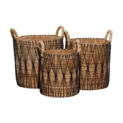 Best Pirce 😉 Brown Banana Leaf Storage Basket Set by Ivory and Iris ⭐