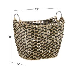 Hot Sale ❤️ 21" Brown Seagrass Bohemian Storage Basket by Ivory and Iris ❤️ -Cheap Ivory and Iris Store D370069S 5