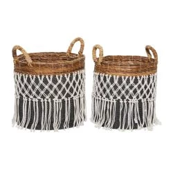 New ✔️ Black Banana Leaf Bohemian Storage Basket Set by Ivory and Iris 🌟