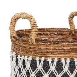 New ✔️ Black Banana Leaf Bohemian Storage Basket Set by Ivory and Iris 🌟 -Cheap Ivory and Iris Store D370073S 3