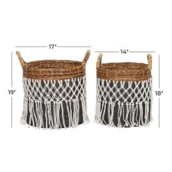 New ✔️ Black Banana Leaf Bohemian Storage Basket Set by Ivory and Iris 🌟 -Cheap Ivory and Iris Store D370073S 6