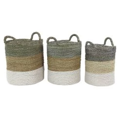 Deals ✔️ Multi Colored Seagrass Contemporary Storage Basket Set by Ivory and Iris 🎁