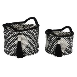 Deals ✔️ Black Polyester Traditional Storage Basket Set by Ivory and Iris ⌛