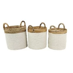 Best Sale π White Seagrass Coastal Storage Basket Set by Ivory and Iris π